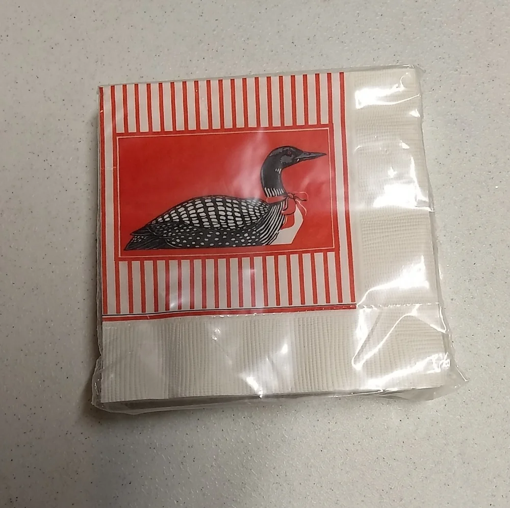 Loon Design Gordon Fraser 76 PC Hostess Box Set Plates /Napkin /Coasters BLK/RED
